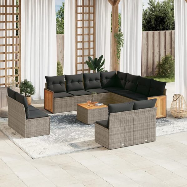 Set Divani Da Giardino 12 Pz Con Cuscini Grigio In Polyrattan