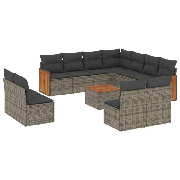 Set Divani Da Giardino 12 Pz Con Cuscini Grigio In Polyrattan - Image 2