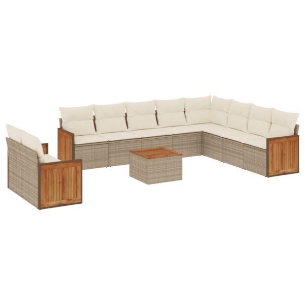 Set Divani Da Giardino 11 Pz Con Cuscini Beige In Polyrattan - Image 2