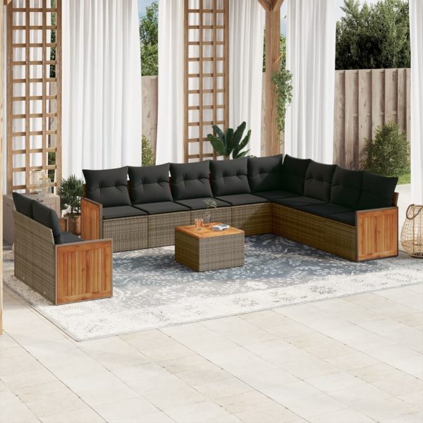 Set Divani Da Giardino 11 Pz Con Cuscini In Polyrattan Grigio