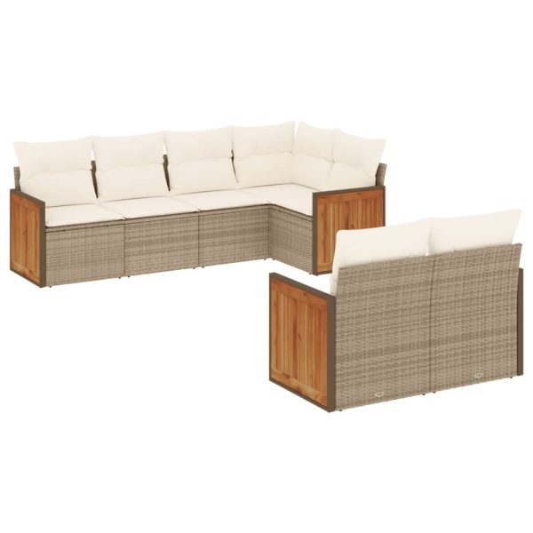 Set Divani Da Giardino 7 Pz Con Cuscini Beige In Polyrattan - Image 2