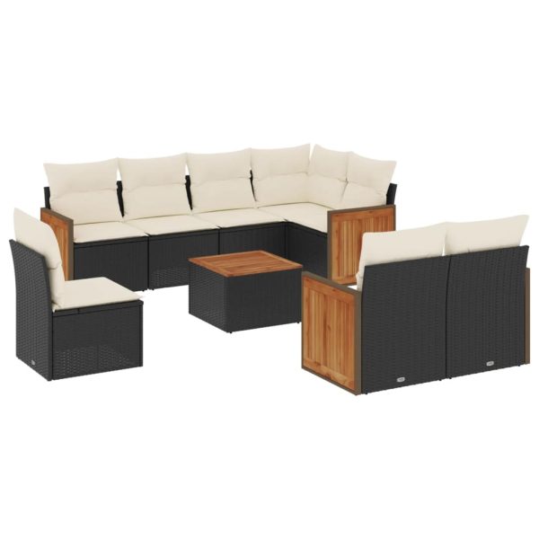 Set Divani Da Giardino 9 Pz Con Cuscini Nero In Polyrattan - Image 2