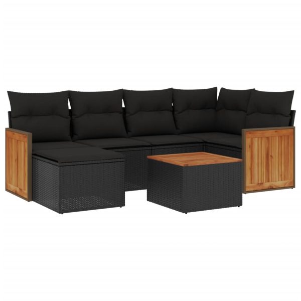 Set Divani Da Giardino Con Cuscini 7pz Nero Polyrattan - Image 2