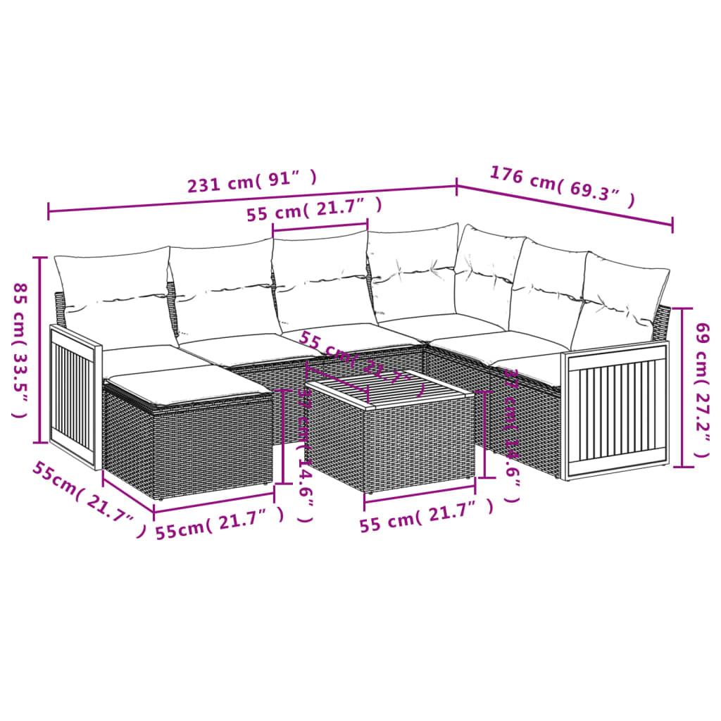 Set Divani Da Giardino Con Cuscini 8 Pz Nero In Polyrattan - Image 3