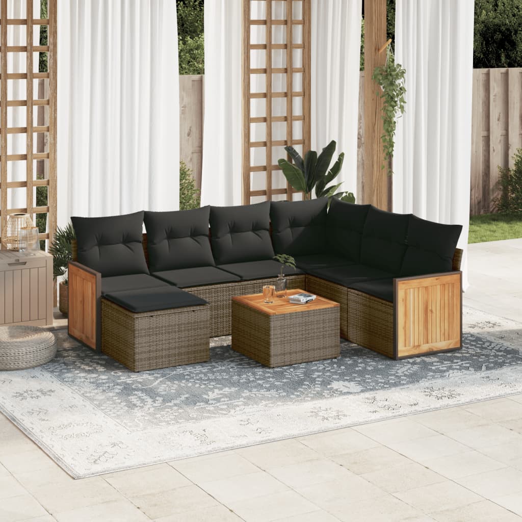 Set Divano Da Giardino 8 Pz Con Cuscini Grigio In Polyrattan