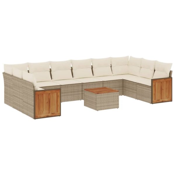 Set Divani Da Giardino 11 Pz Con Cuscini Beige In Polyrattan - Image 2