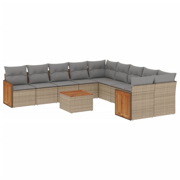 Set Divani Da Giardino 11 Pz Con Cuscini Beige In Polyrattan - Image 2