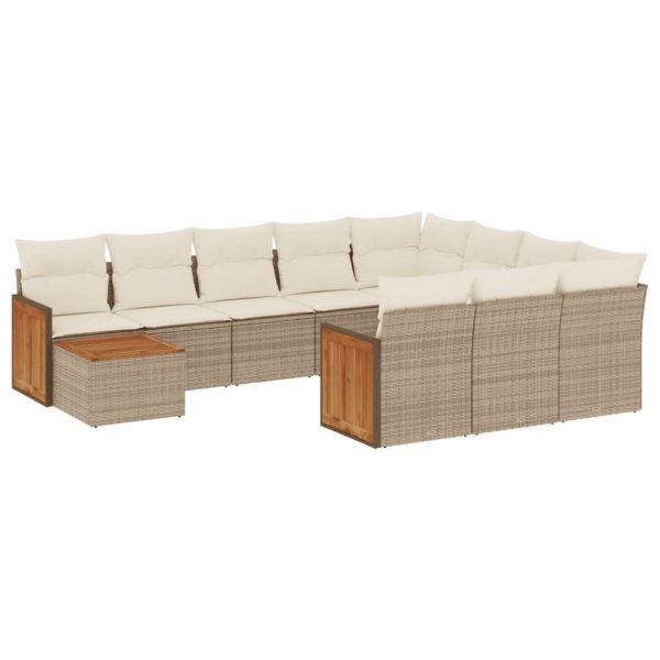 Set Divani Da Giardino 11 Pz Con Cuscini Beige In Polyrattan - Image 2