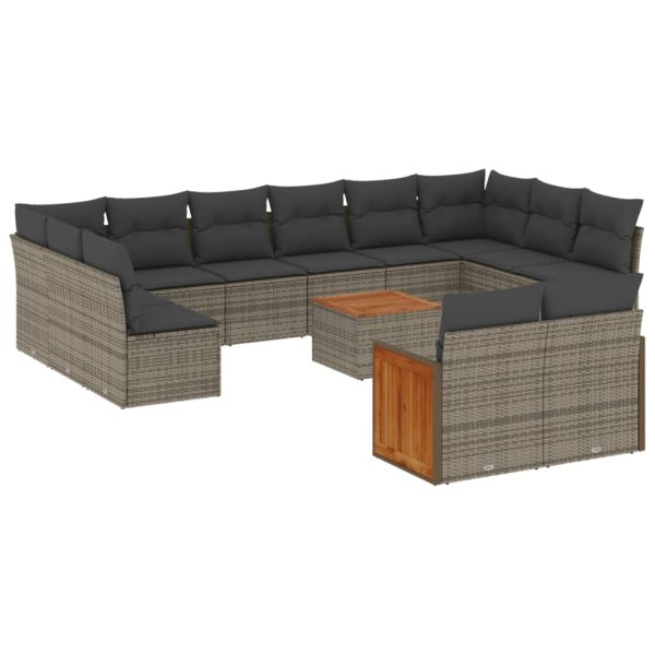 Set Divani Da Giardino 13 Pz Con Cuscini Grigio In Polyrattan - Image 2