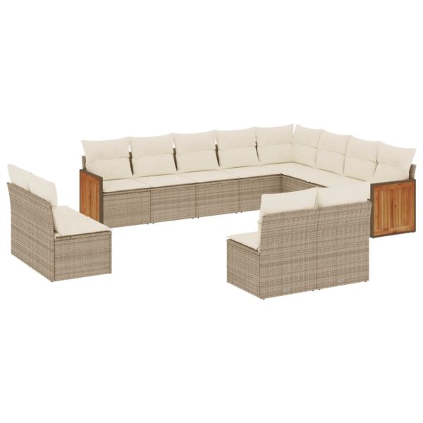 Set Divani Da Giardino 12 Pz Con Cuscini Beige In Polyrattan - Image 2
