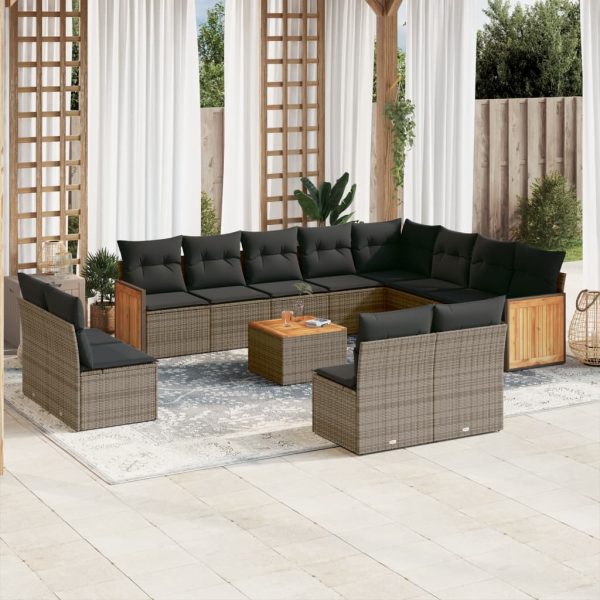 Set Divani Da Giardino 13 Pz Con Cuscini Grigio In Polyrattan