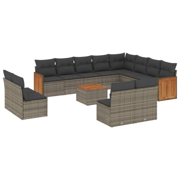 Set Divani Da Giardino 13 Pz Con Cuscini Grigio In Polyrattan - Image 2