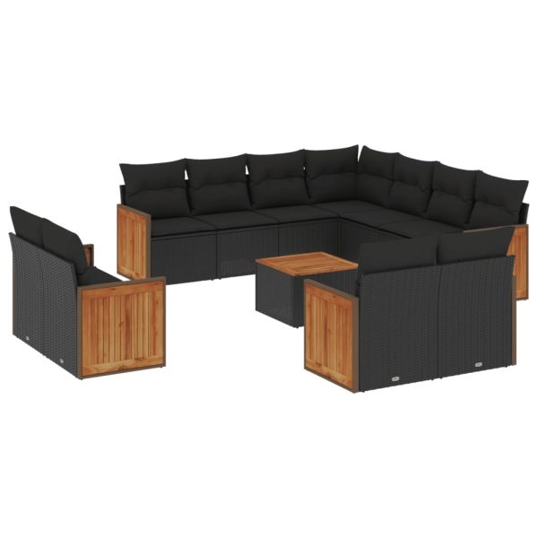 Set Divani Da Giardino 12 Pz Con Cuscini Nero In Polyrattan - Image 2