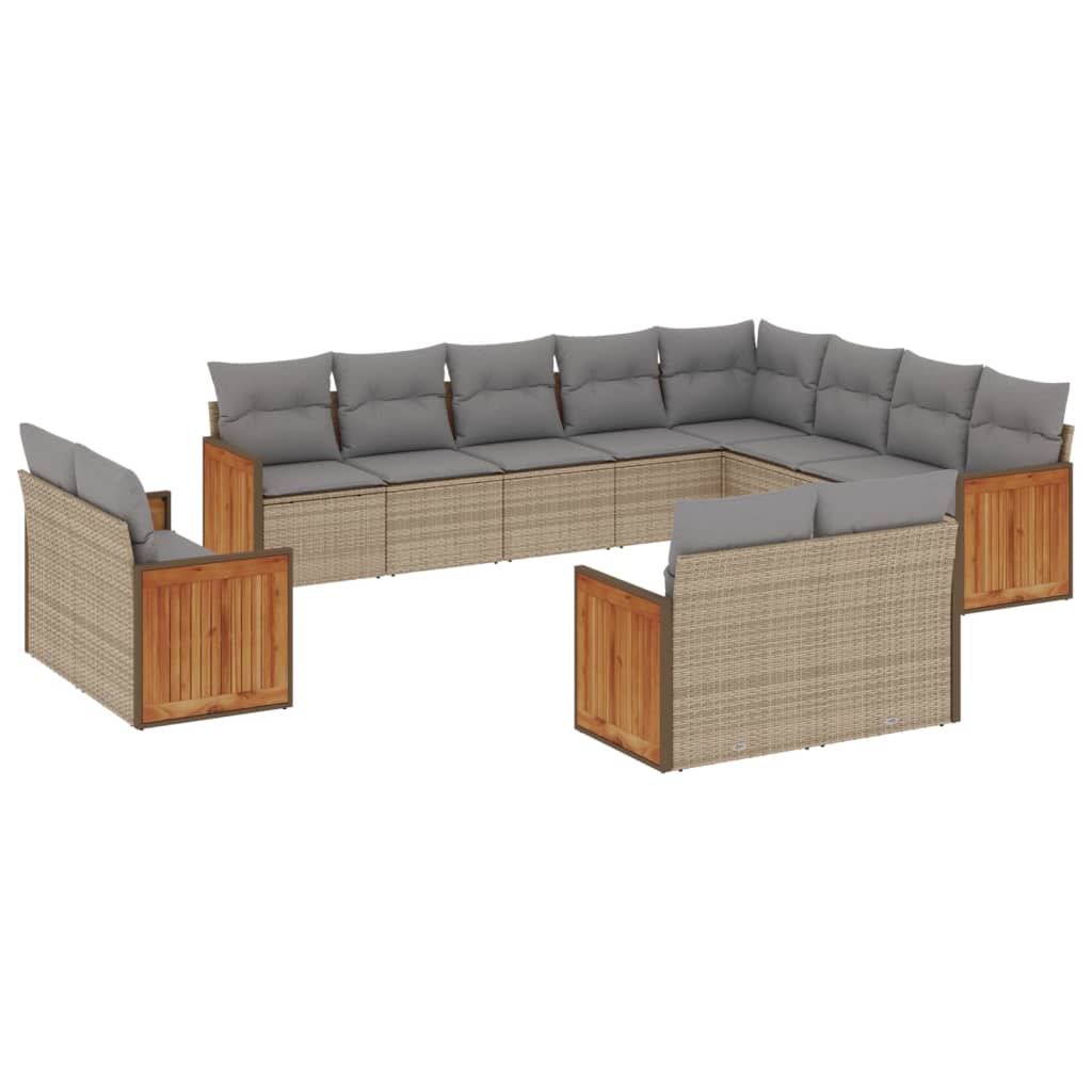 Set Divani Da Giardino 12 Pz Con Cuscini Beige In Polyrattan - Image 2