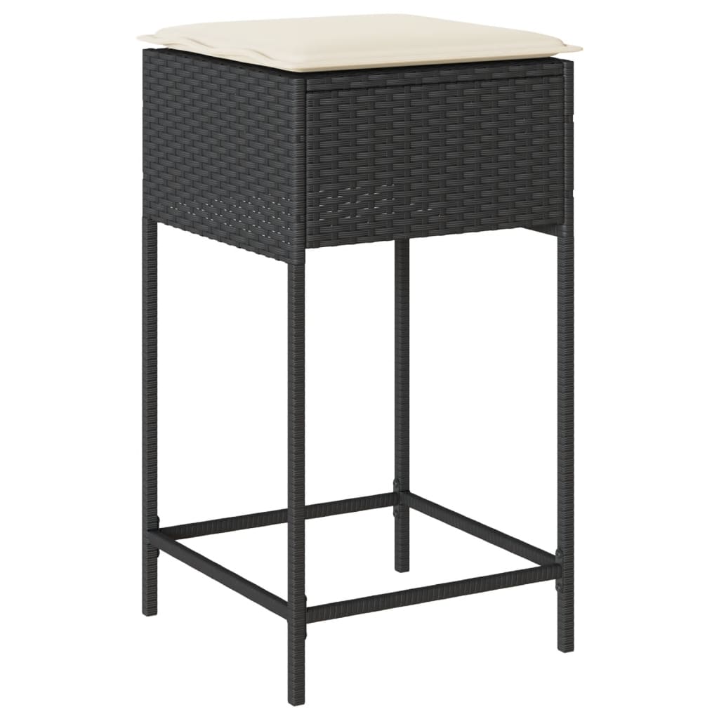 Set Bar Da Giardino 5 Pz Con Cuscini In Polyrattan Nero - Image 4