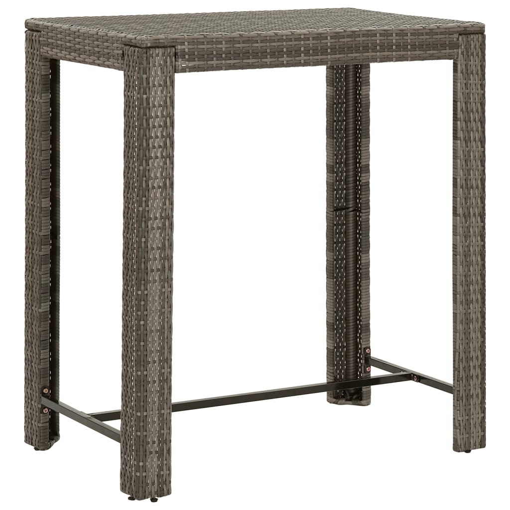 Set Bar Da Giardino 7 Pz Con Cuscini In Polyrattan Grigio - Image 5