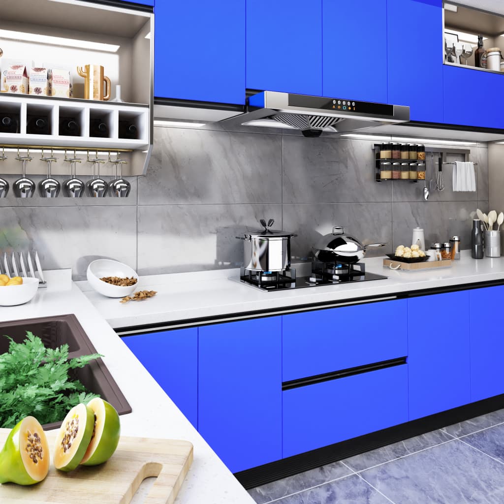 Pellicola Autoadesiva Per Mobili Blu Lucido 500x90 Cm In Pvc