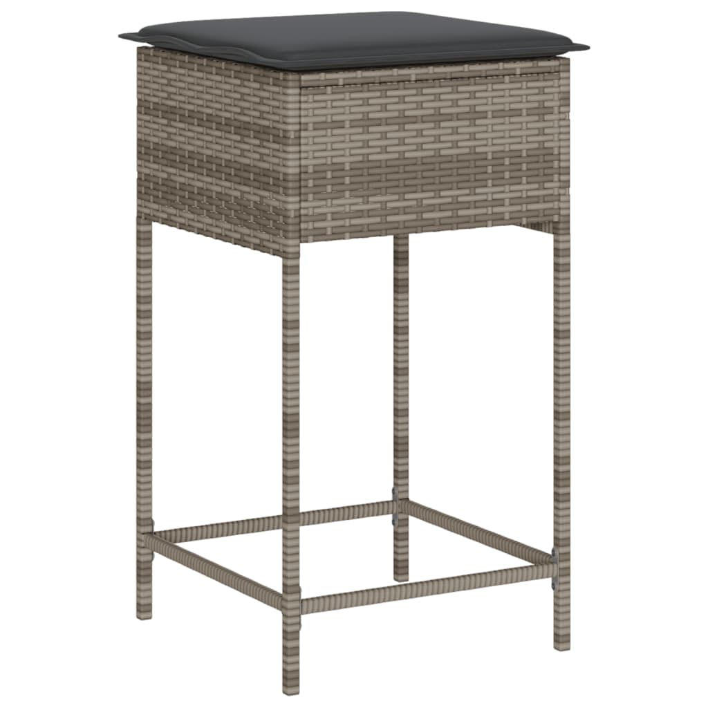 Set Bar Da Giardino 7 Pz Con Cuscini In Polyrattan Grigio - Image 4