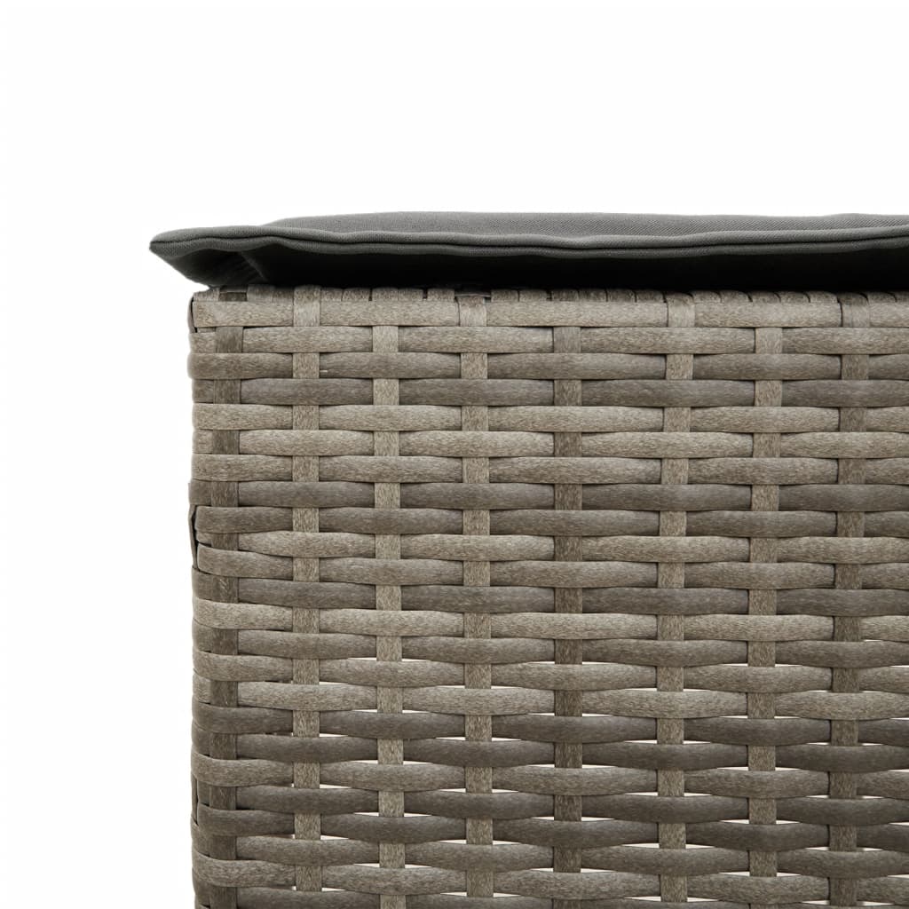 Set Bar Da Giardino 7 Pz Con Cuscini In Polyrattan Grigio - Image 6