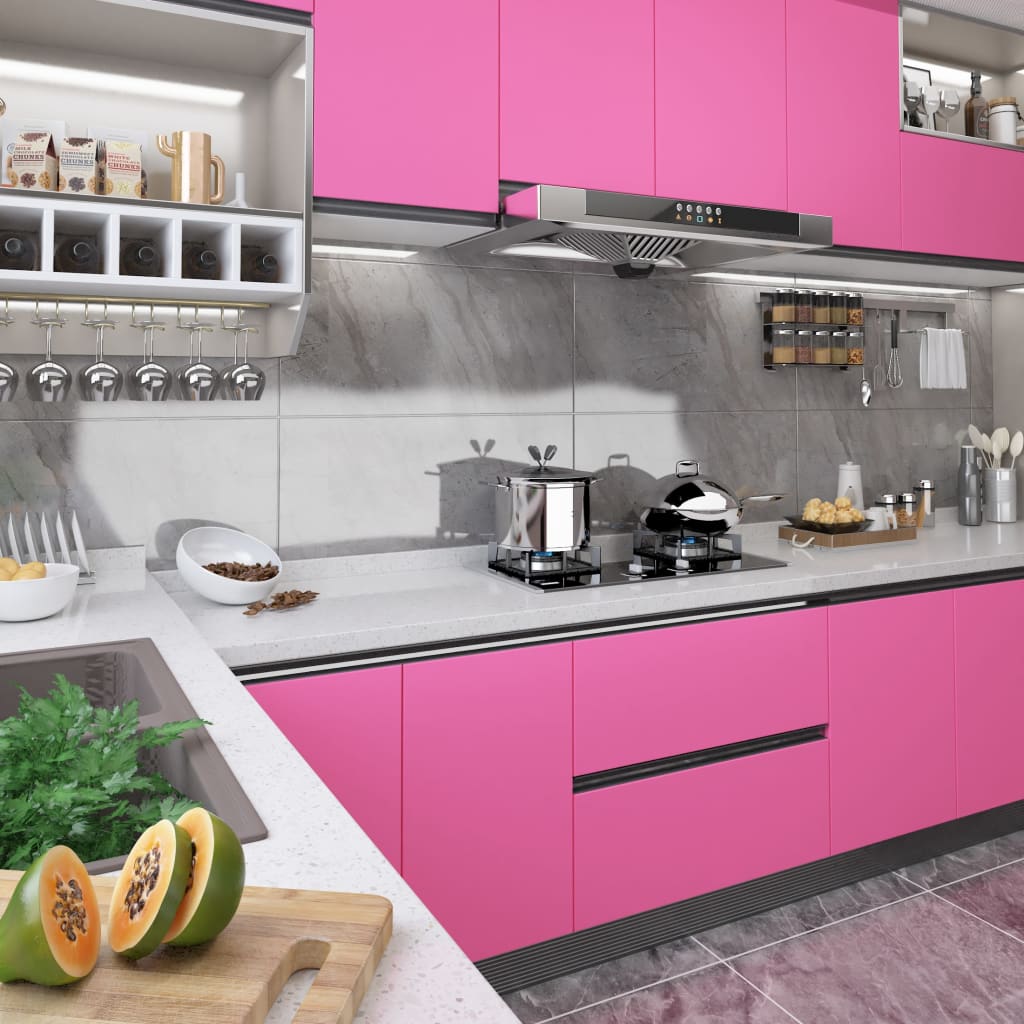 Pellicola Autoadesiva Per Mobili Rosa Lucido 500x90 Cm In Pvc