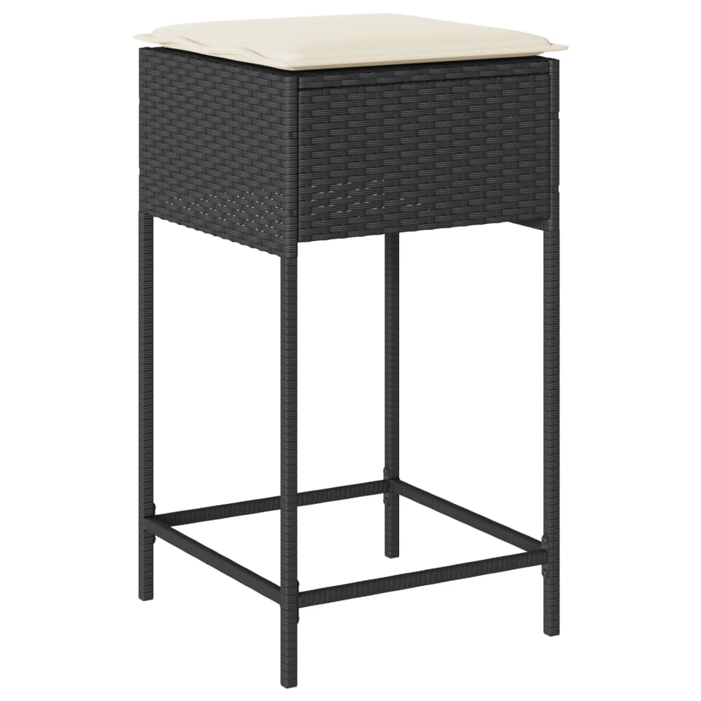 Set Bar Da Giardino 5 Pz Con Cuscini In Polyrattan Nero - Image 4