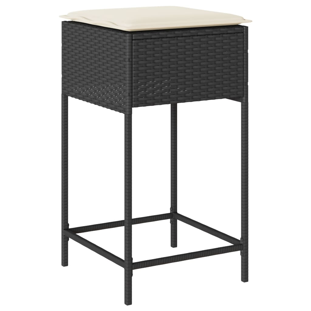 Set Bar Da Giardino 5 Pz Con Cuscini In Polyrattan Nero - Image 4