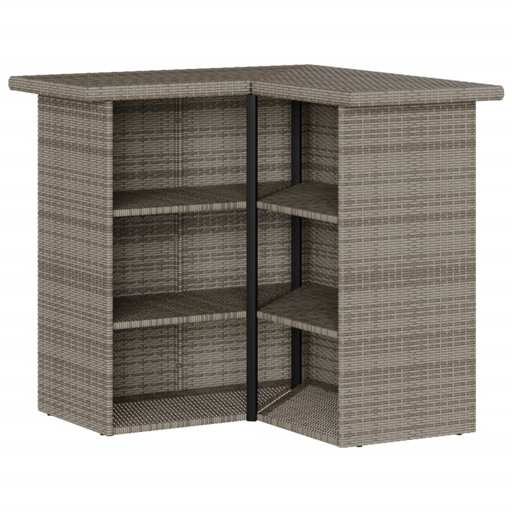 Set Bar Da Giardino 3pz Con Cuscini Grigio In Polyrattan - Image 6