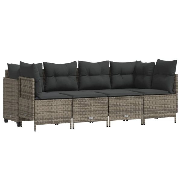 Set Divano Da Giardino 5 Pz Con Cuscini Grigio In Polyrattan - Image 2