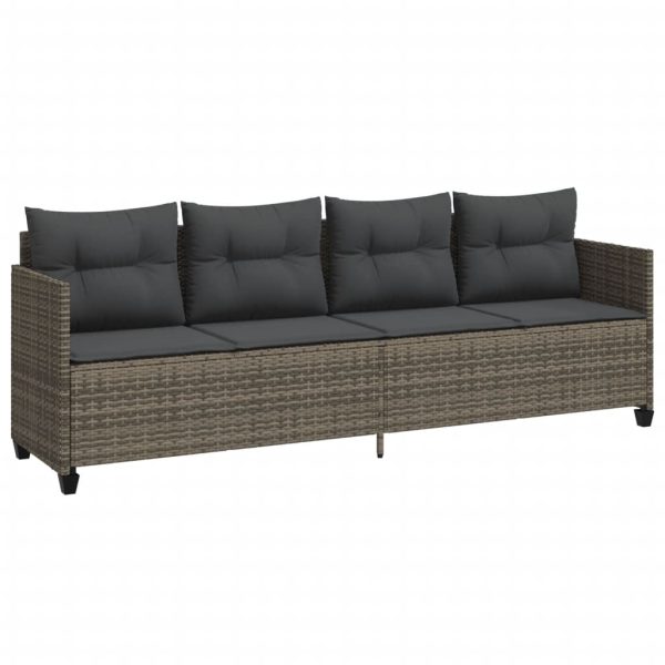 Set Divano Da Giardino 5 Pz Con Cuscini Grigio In Polyrattan - Image 3
