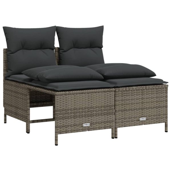 Set Divano Da Giardino 5 Pz Con Cuscini Grigio In Polyrattan - Image 4