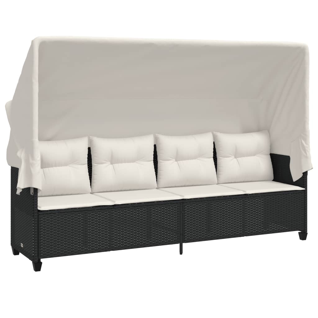 Set Divani Da Giardino 5 Pz Con Cuscini In Polyrattan Nero - Image 3