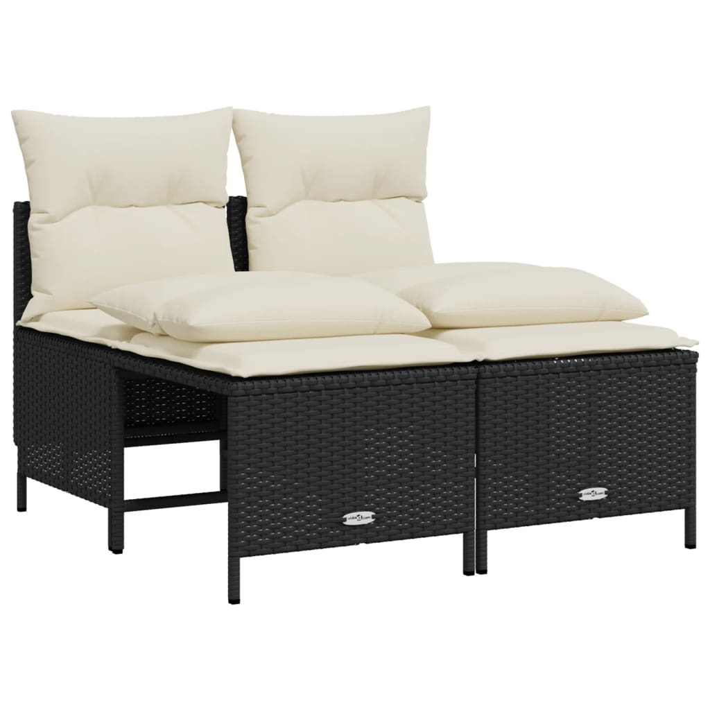 Set Divani Da Giardino 5 Pz Con Cuscini In Polyrattan Nero - Image 4