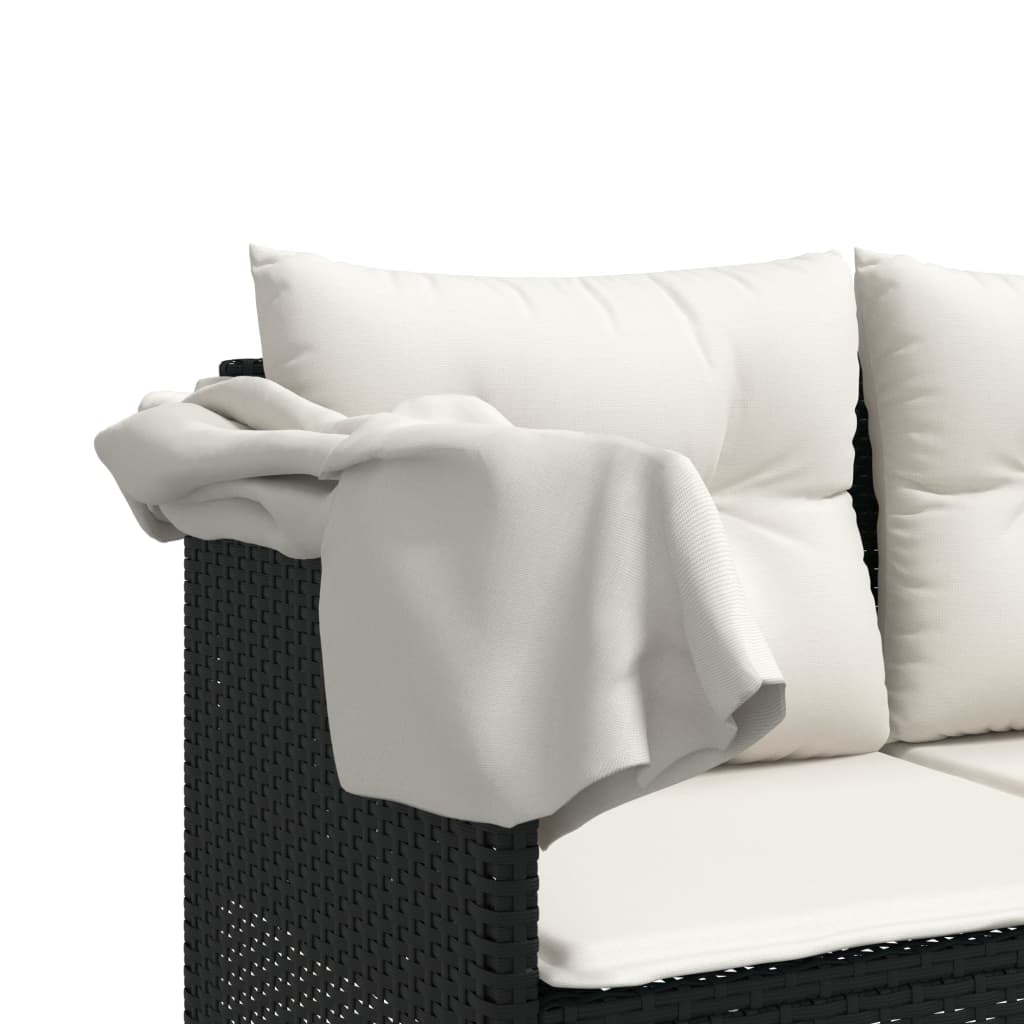 Set Divani Da Giardino 5 Pz Con Cuscini In Polyrattan Nero - Image 6