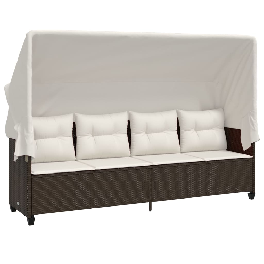 Set Divano Da Giardino 5 Pz Con Cuscini Marrone In Polyrattan - Image 3