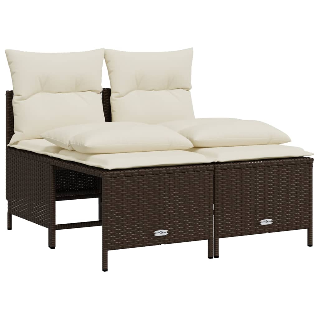 Set Divano Da Giardino 5 Pz Con Cuscini Marrone In Polyrattan - Image 4