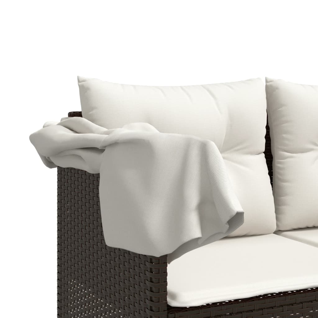 Set Divano Da Giardino 5 Pz Con Cuscini Marrone In Polyrattan - Image 6