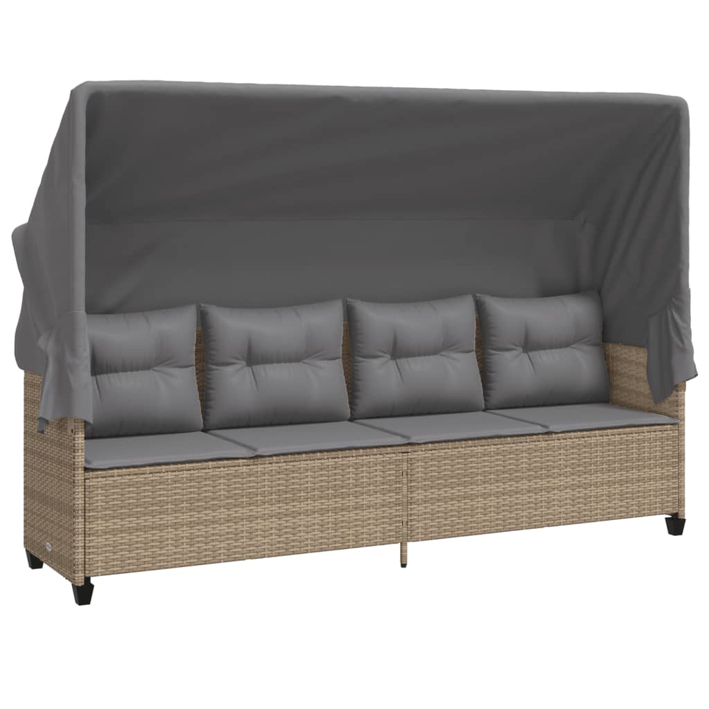 Set Divano Da Giardino 5 Pz Con Cuscini Beige In Polyrattan - Image 3