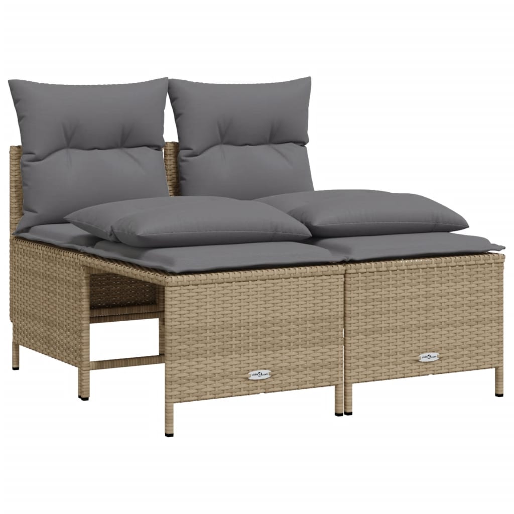 Set Divano Da Giardino 5 Pz Con Cuscini Beige In Polyrattan - Image 4