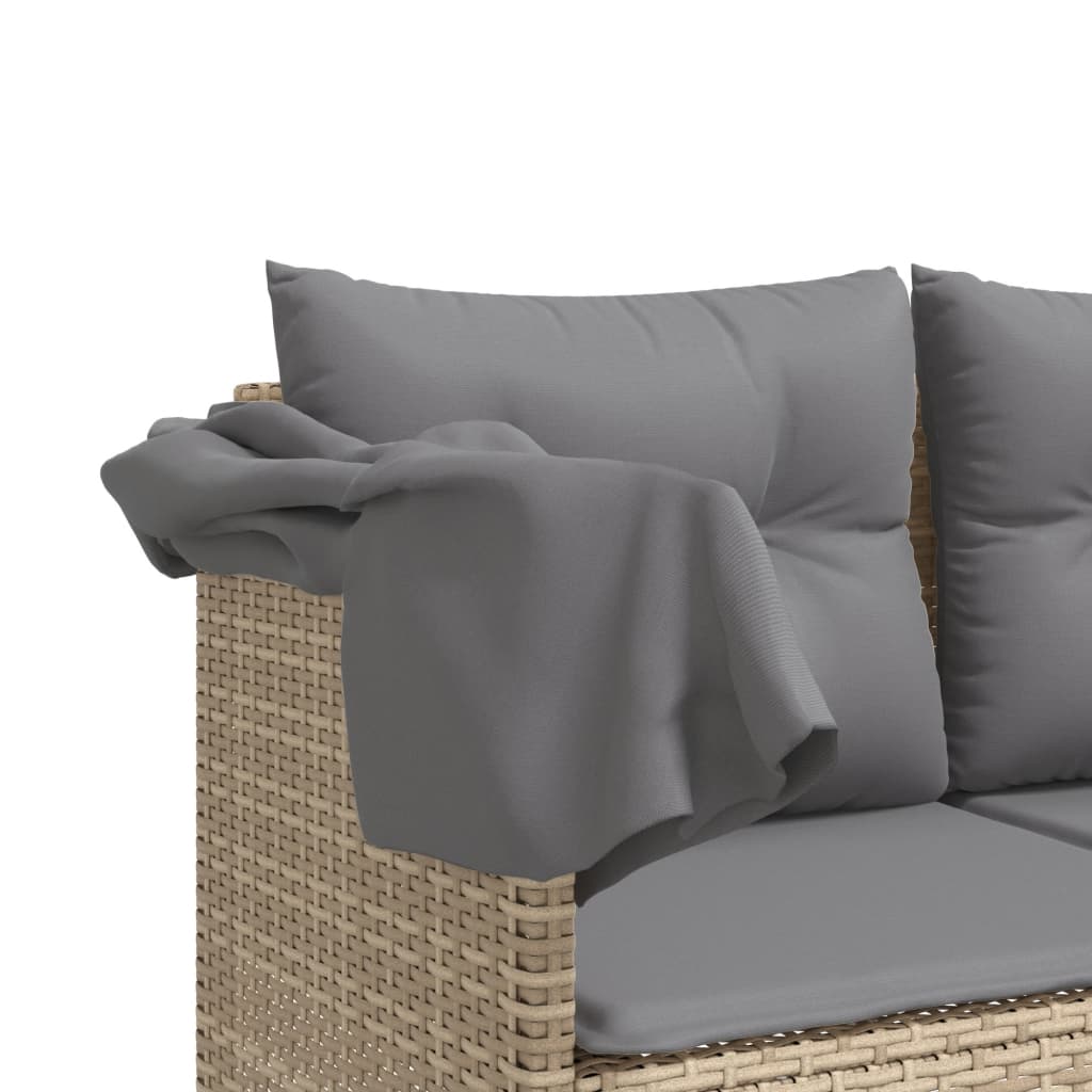 Set Divano Da Giardino 5 Pz Con Cuscini Beige In Polyrattan - Image 6