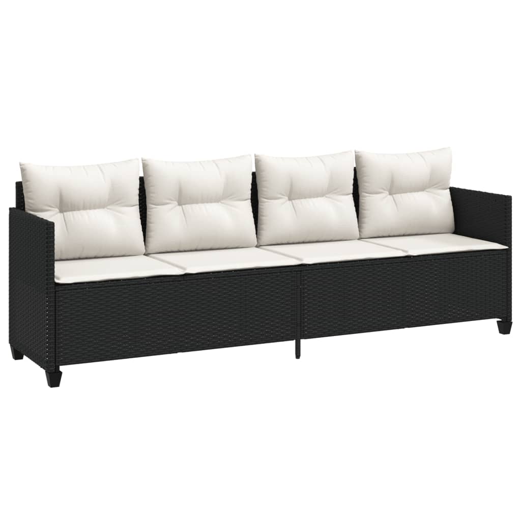 Set Divani Da Giardino 5 Pz Con Cuscini In Polyrattan Nero - Image 3