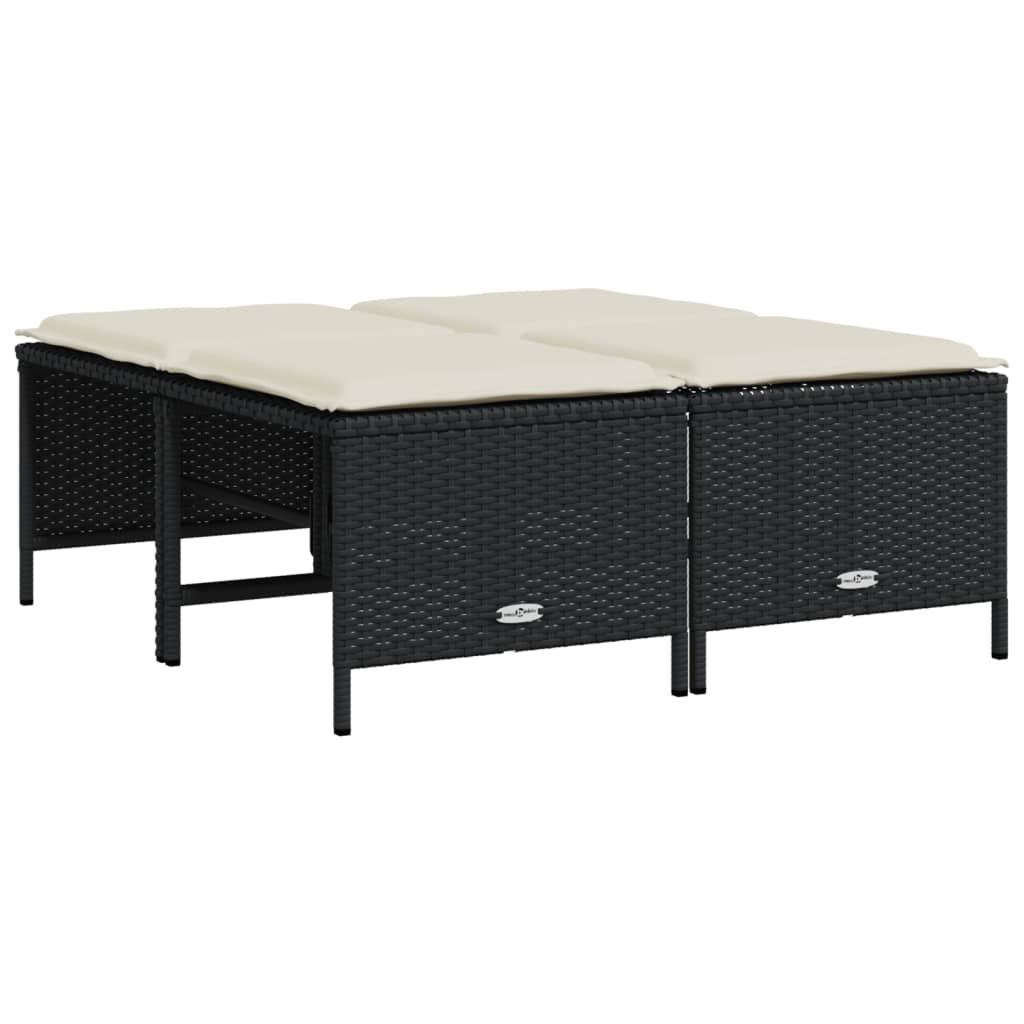 Set Divani Da Giardino 5 Pz Con Cuscini In Polyrattan Nero - Image 4