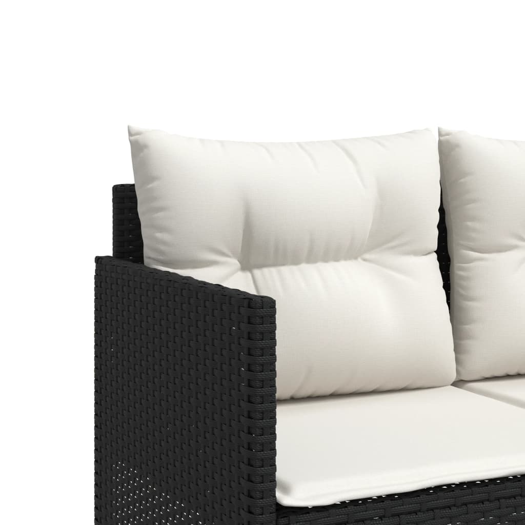 Set Divani Da Giardino 5 Pz Con Cuscini In Polyrattan Nero - Image 6