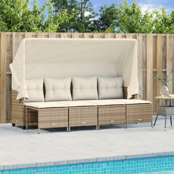 Set Divano Da Giardino 5 Pz Con Cuscini Beige In Polyrattan