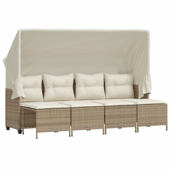 Set Divano Da Giardino 5 Pz Con Cuscini Beige In Polyrattan - Image 2