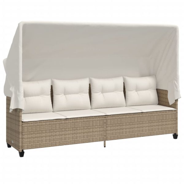 Set Divano Da Giardino 5 Pz Con Cuscini Beige In Polyrattan - Image 3