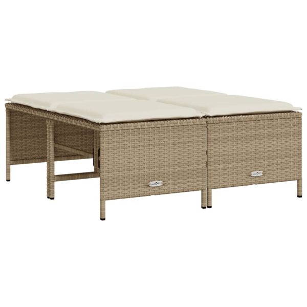 Set Divano Da Giardino 5 Pz Con Cuscini Beige In Polyrattan - Image 4