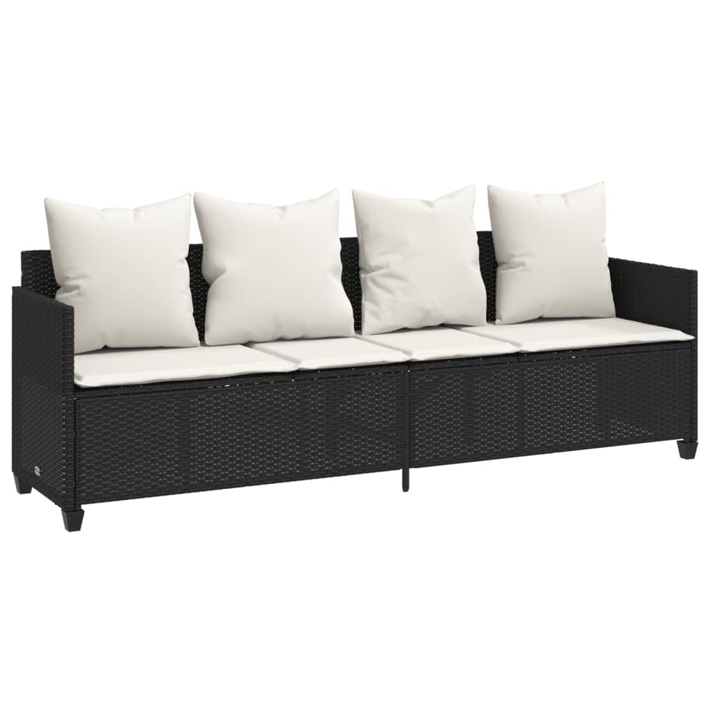 Set Divani Da Giardino 5 Pz Con Cuscini In Polyrattan Nero - Image 3