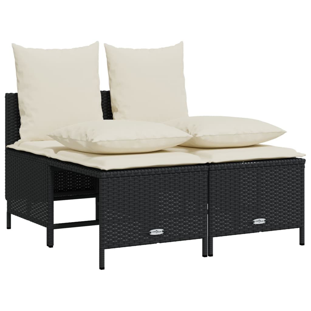 Set Divani Da Giardino 5 Pz Con Cuscini In Polyrattan Nero - Image 4