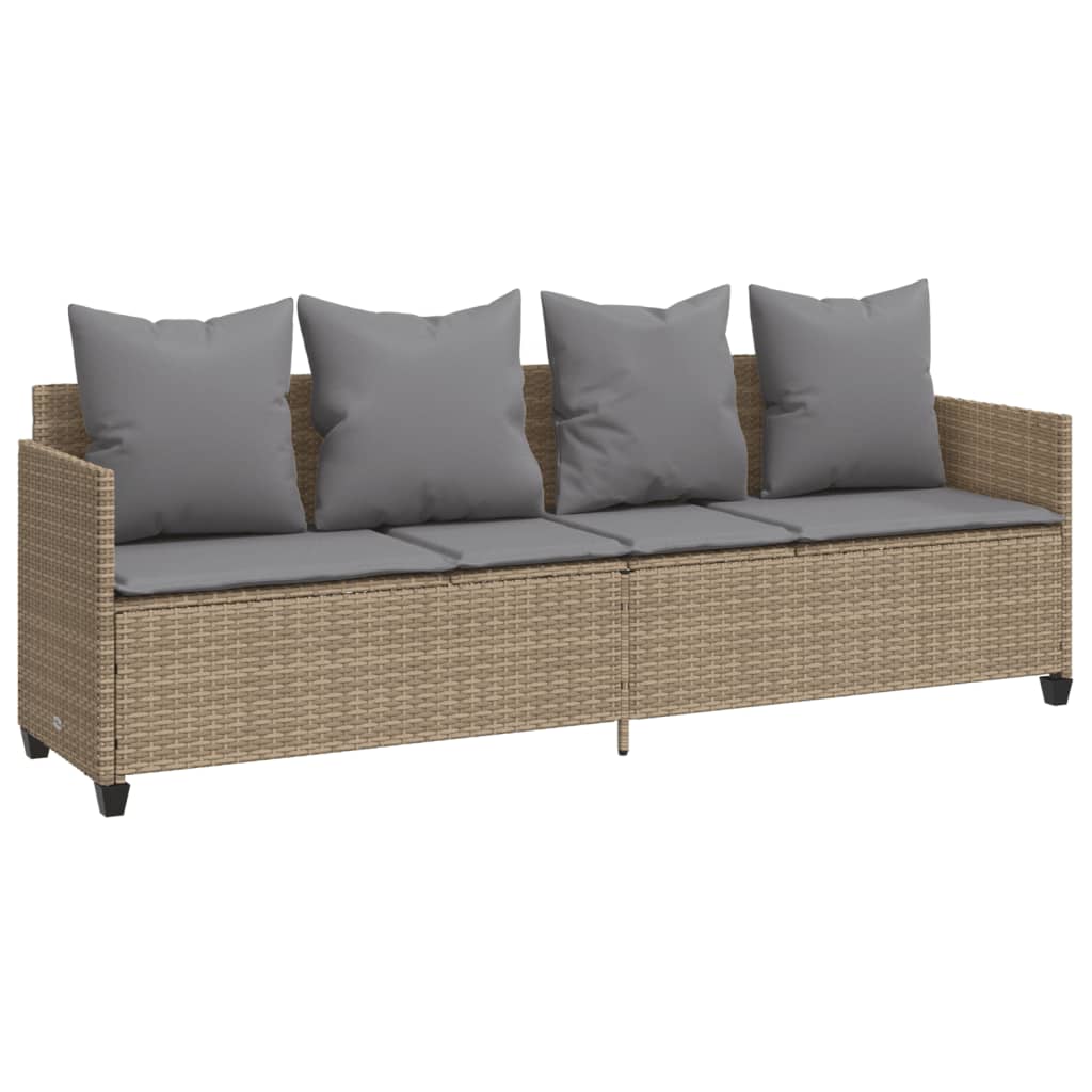 Set Divano Da Giardino 5 Pz Con Cuscini Beige In Polyrattan - Image 3