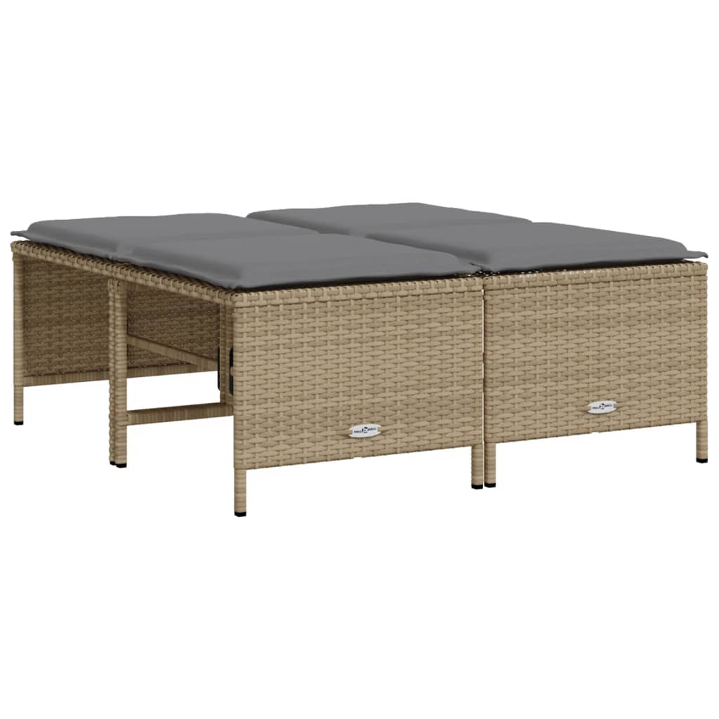 Set Divano Da Giardino 5 Pz Con Cuscini Beige In Polyrattan - Image 4